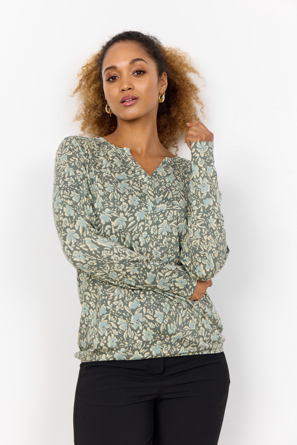 SC-FELICITY AOP 493 Blouse Dusty Green