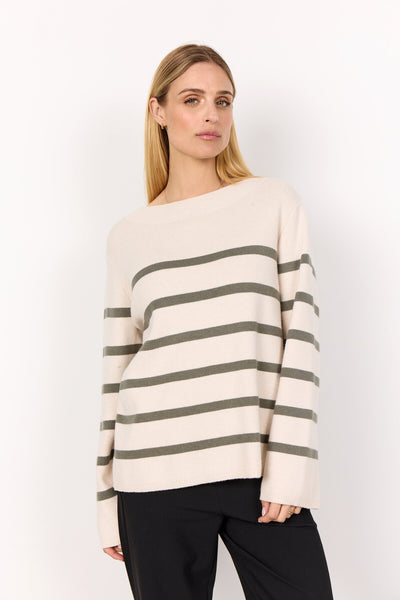SC-KANITA STRIPE 21 Pullover Dusty Green