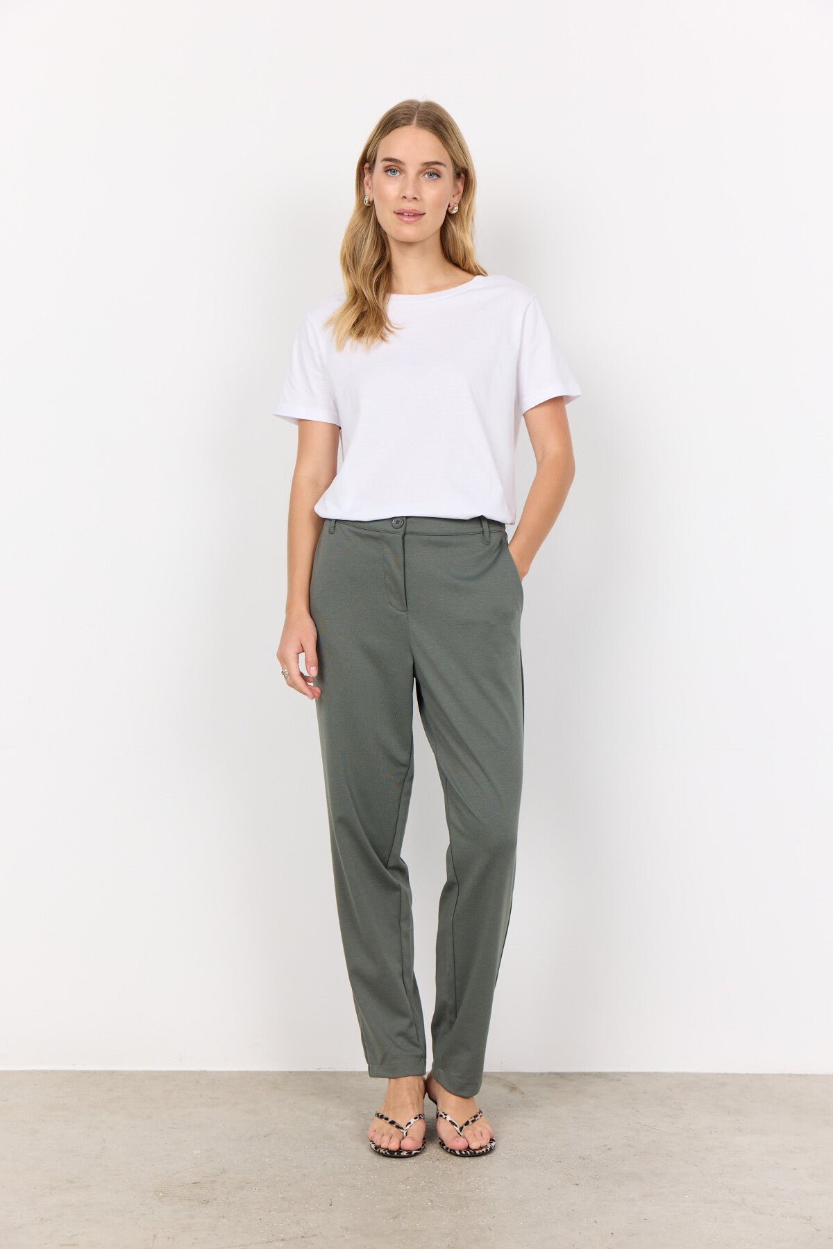 SC-DANIELA 7 Pants Dusty Green