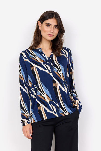 SC-MARICA AOP 305 Blouse Dark blue