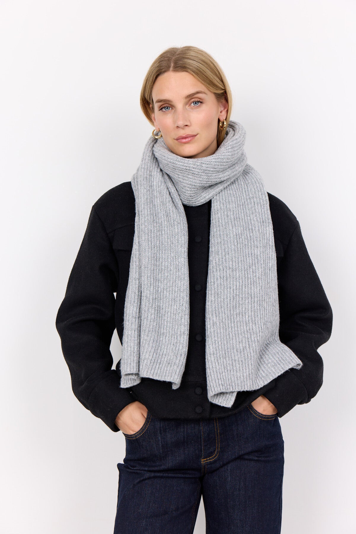 SC-FRAUKE 5 Scarf Light grey