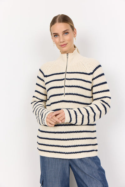 SC-REMONE STRIPE 33 Pullover Cream