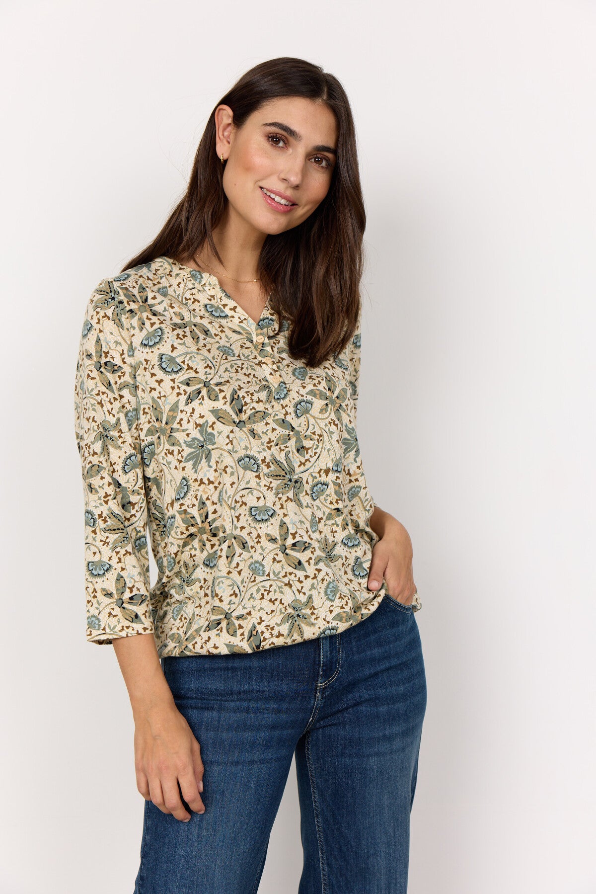 SC-FELICITY AOP 498 Blouse Dusty Green