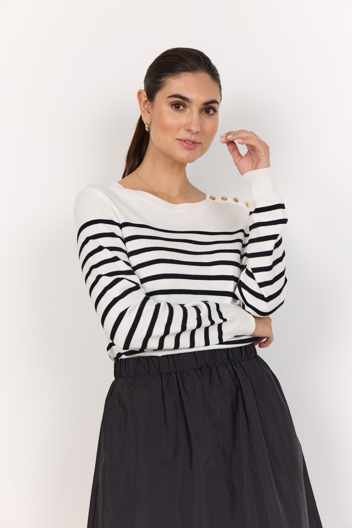 SC-DOLLIE STRIPE 783 Pullover Black