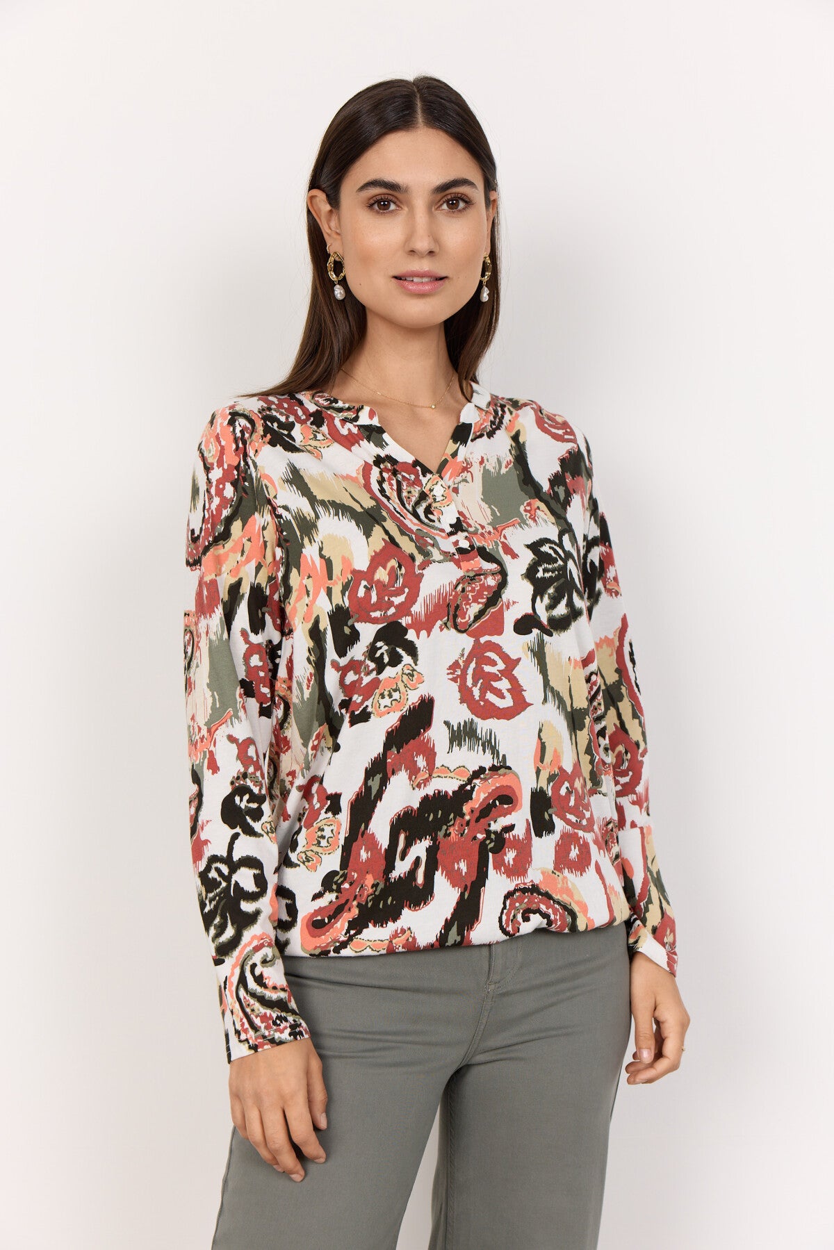 SC-FELICITY AOP 502 Blouse Coral