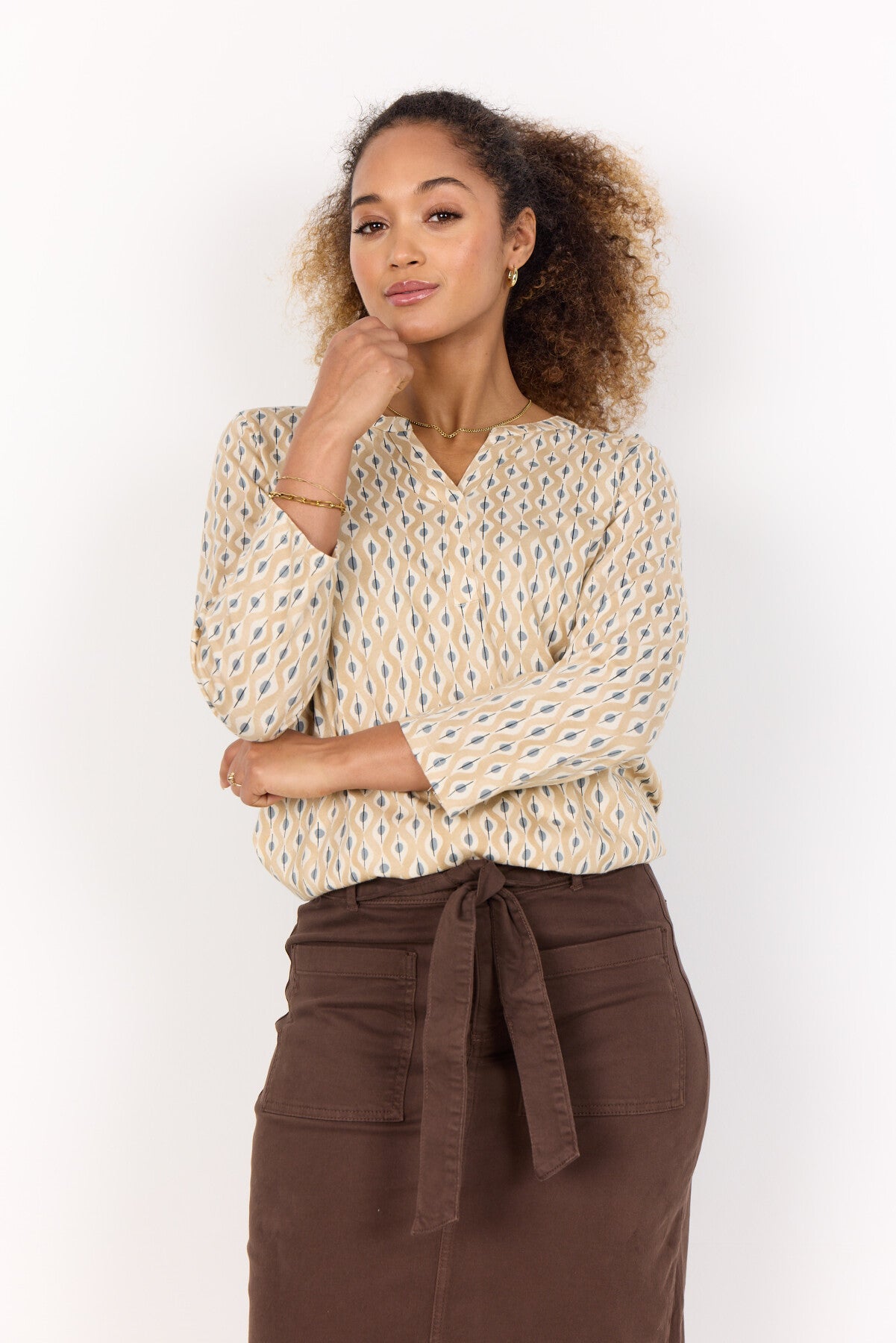 SC-FELICITY AOP 507 Blouse Sand
